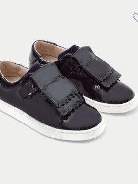 JACADI PARIS Kids Patent Leather Slip-On Sneakers in Black Size 30